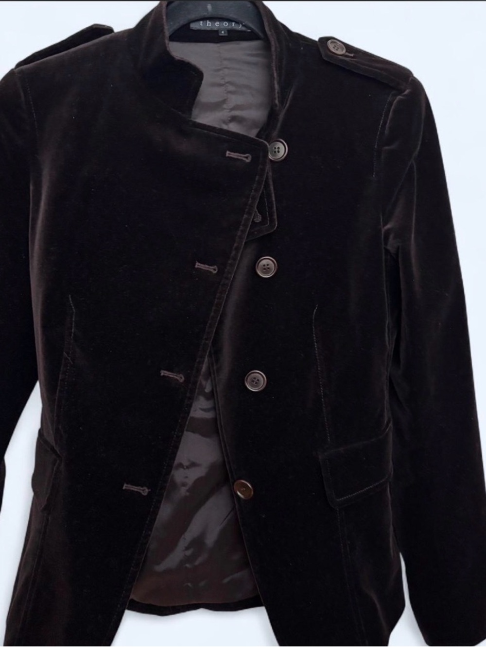 Theory Dark Brown Velvet Blazer Jacket
